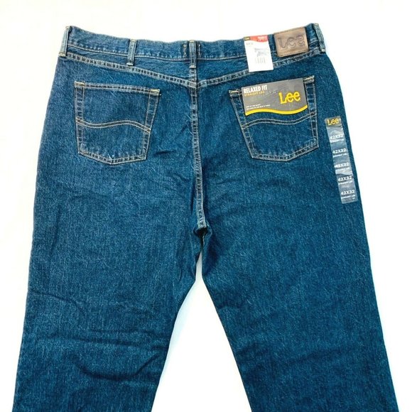 NWT‎ Lee Tomas Relaxed Fit Straight Leg Jeans Dark Wash Denim Men's 42x32 - Picture 1 of 11